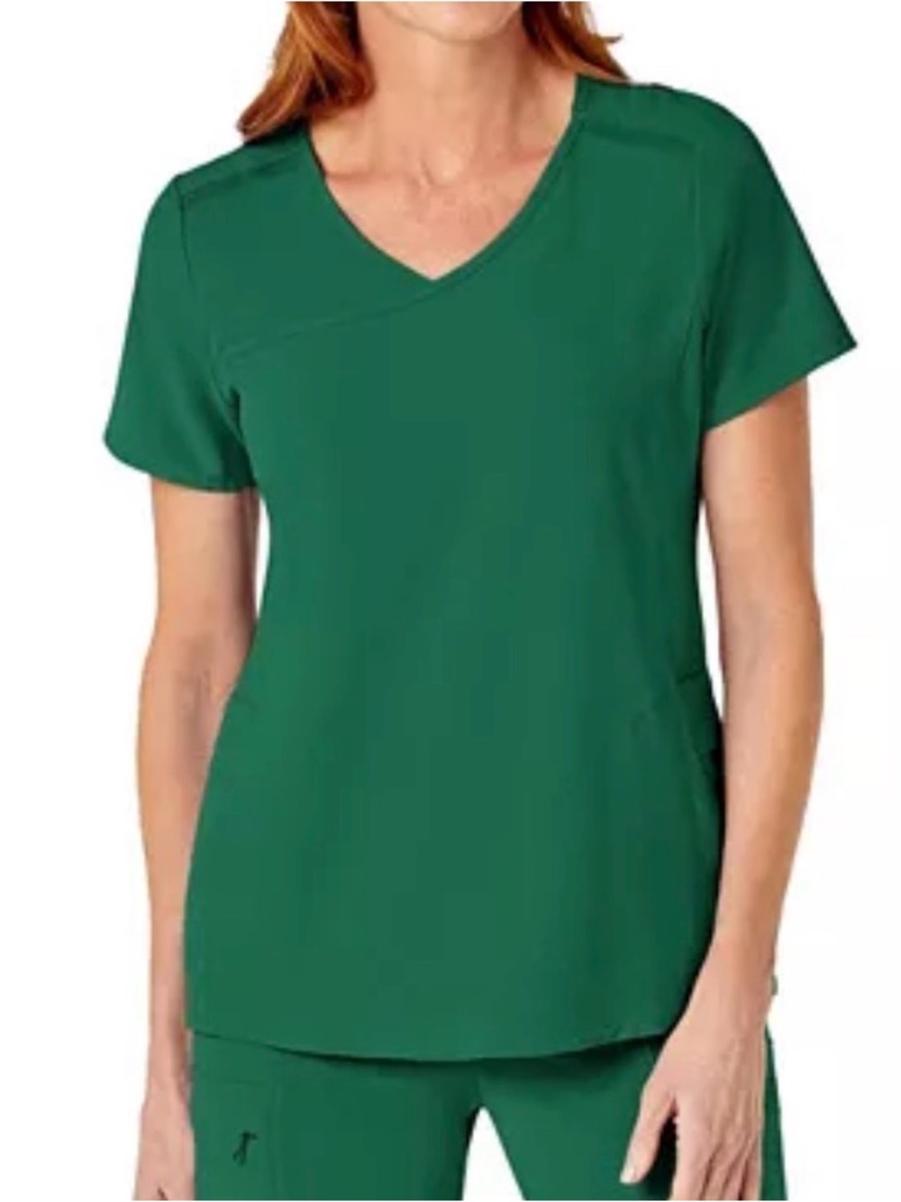 WonderWink Renew Scrub set mock wrap top and slim leg pants Hunter Green Medium